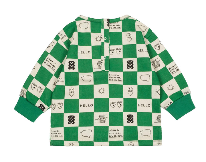 BL025-True Green Comic Book Check Baby Sweater