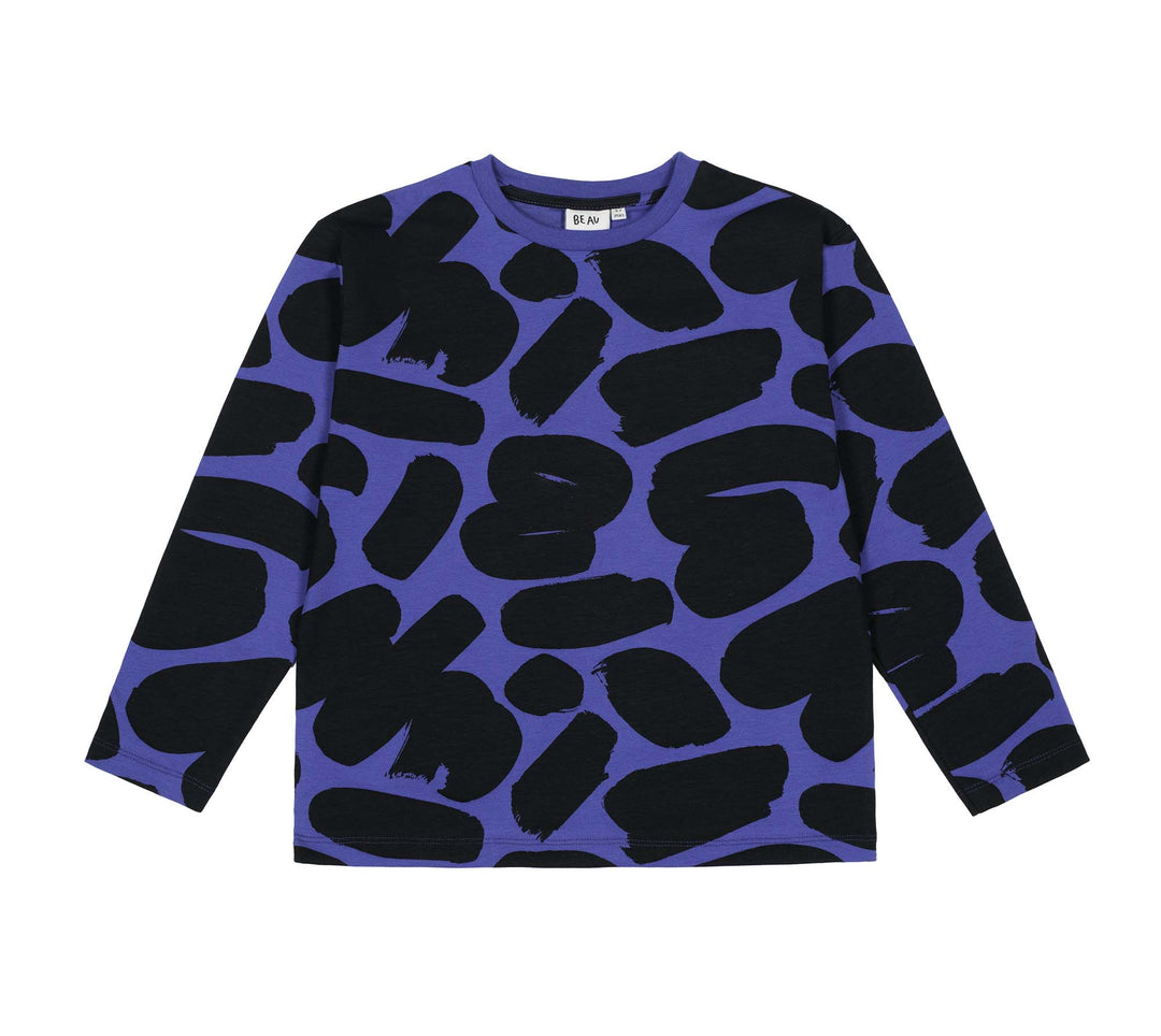 BL059-True Blue Brushstrokes Long Sleeve T-Shirt