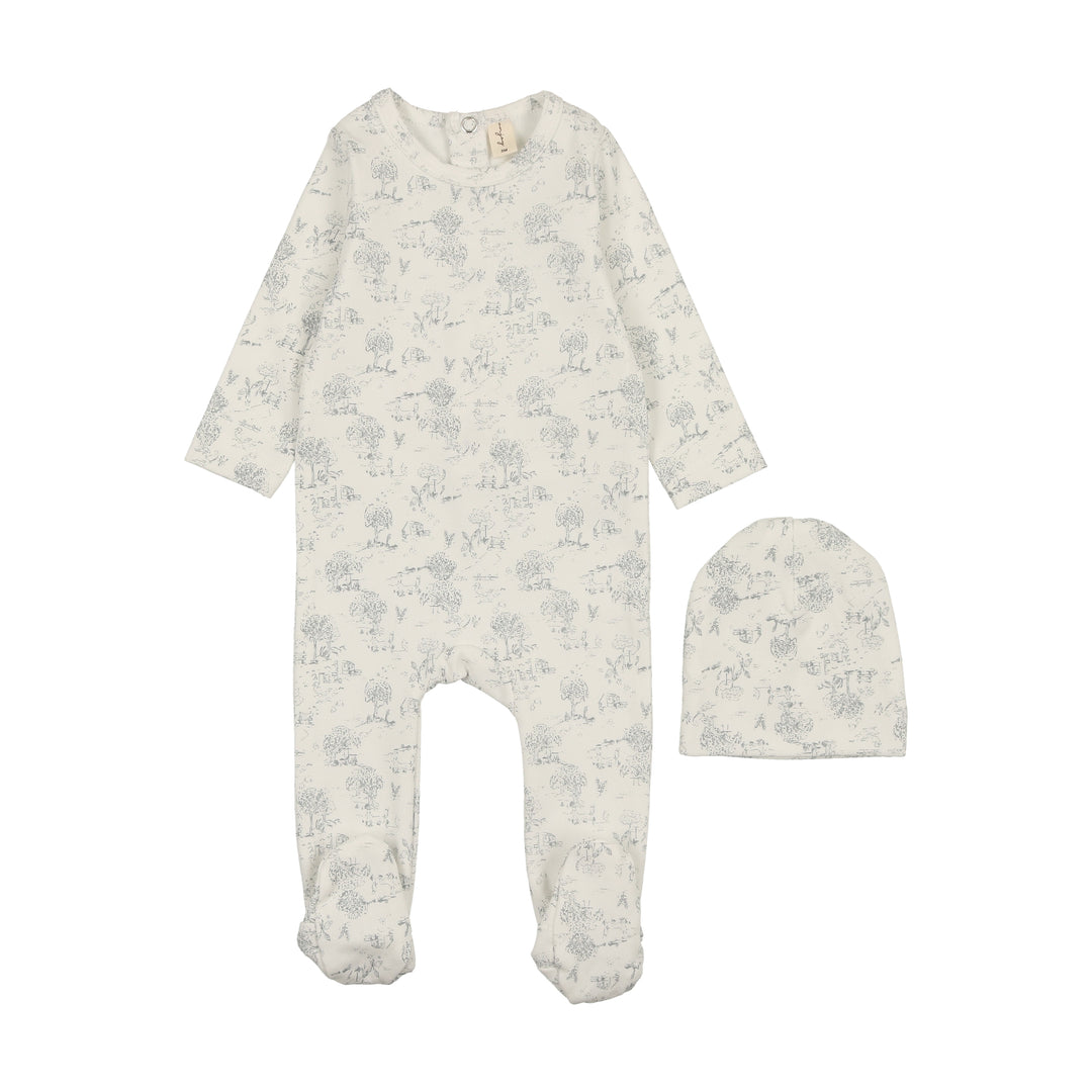 BLW29F/H-BUSY BROOKE STRETCHIE/BEANIE SET-White/Blue