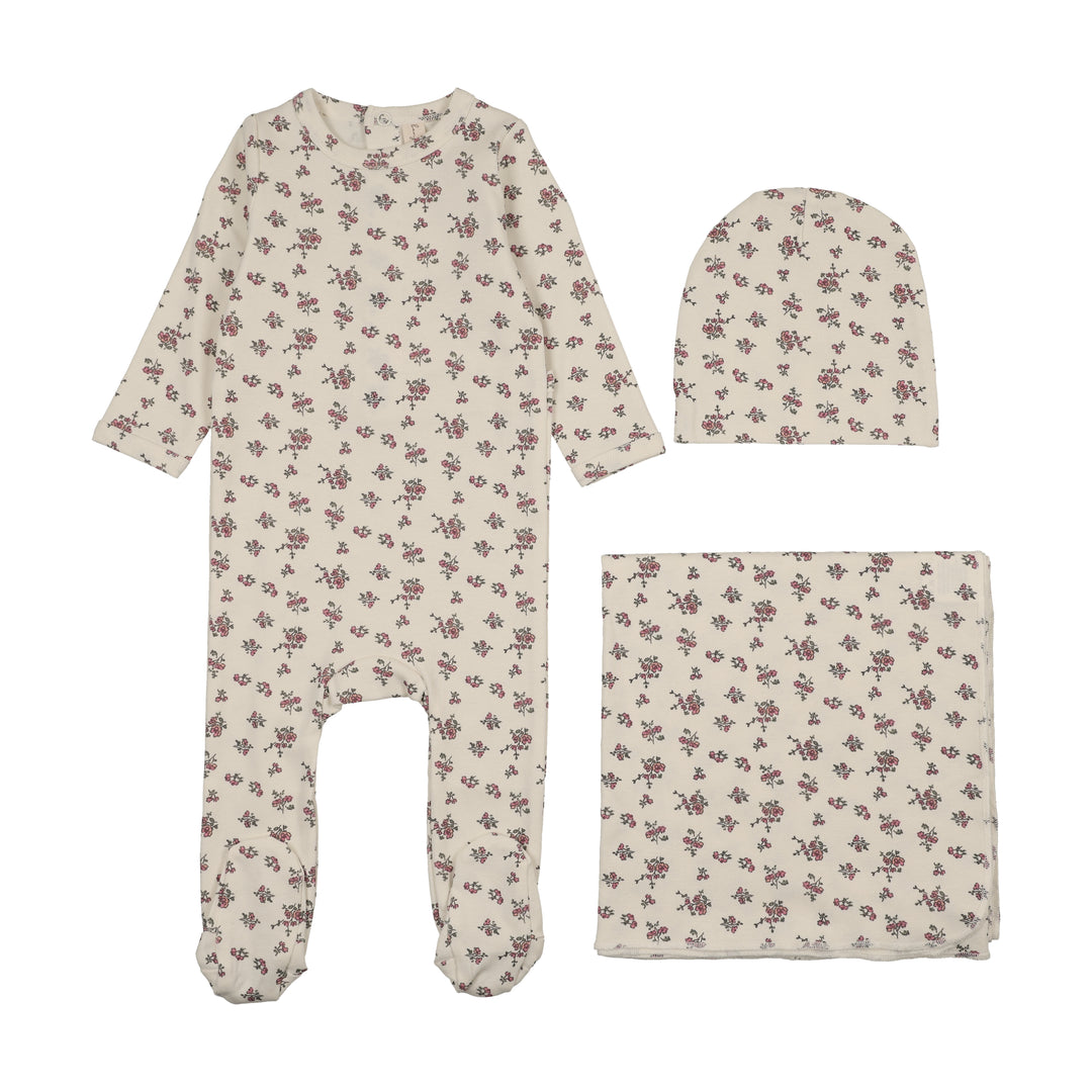 BPSS260063LS-Garden Party Footie/Hat/Blanket/Bib-Cluster Ivory