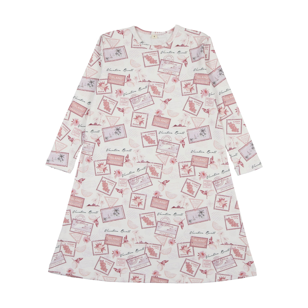 BPSS26009N-Tropical Travels Nightgown-Stamp Print Pink