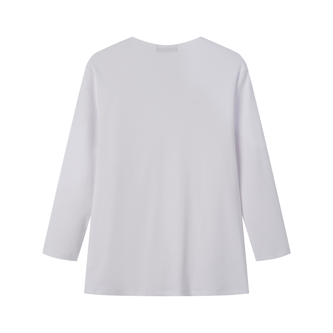 TEEN RIBBED 3/4 SLEEVE T-SHIRT-WHITE