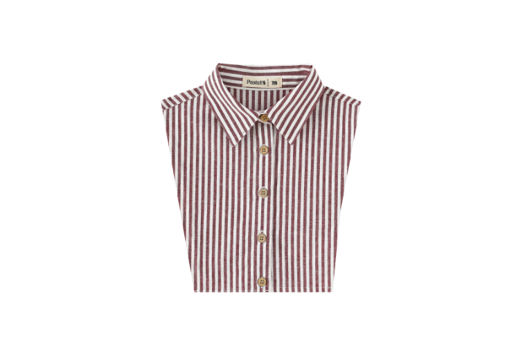 STRIPED BIB COLLAR-BURGUNDY STRIPED