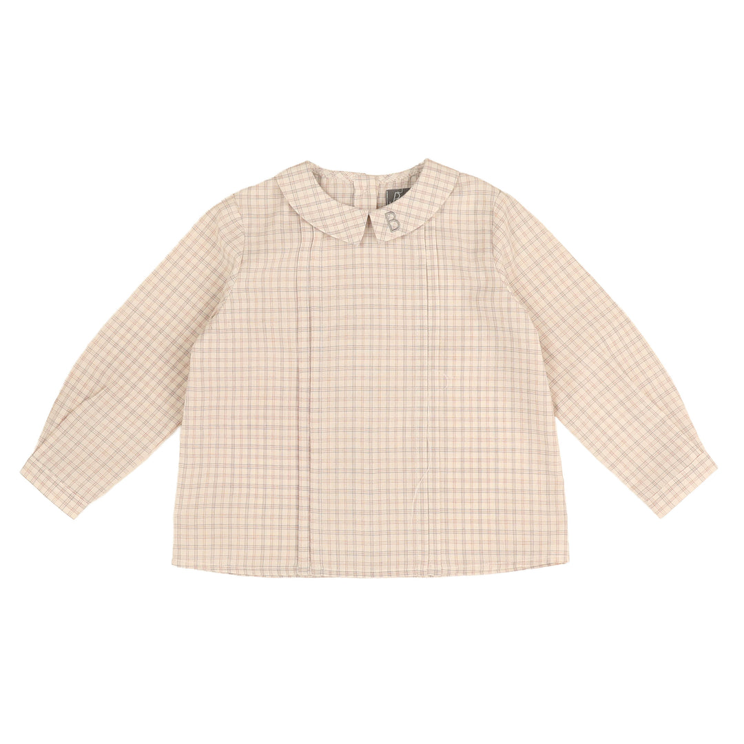 BSH908 PETER PAN COLLARED PLAID SHIRT - RUST