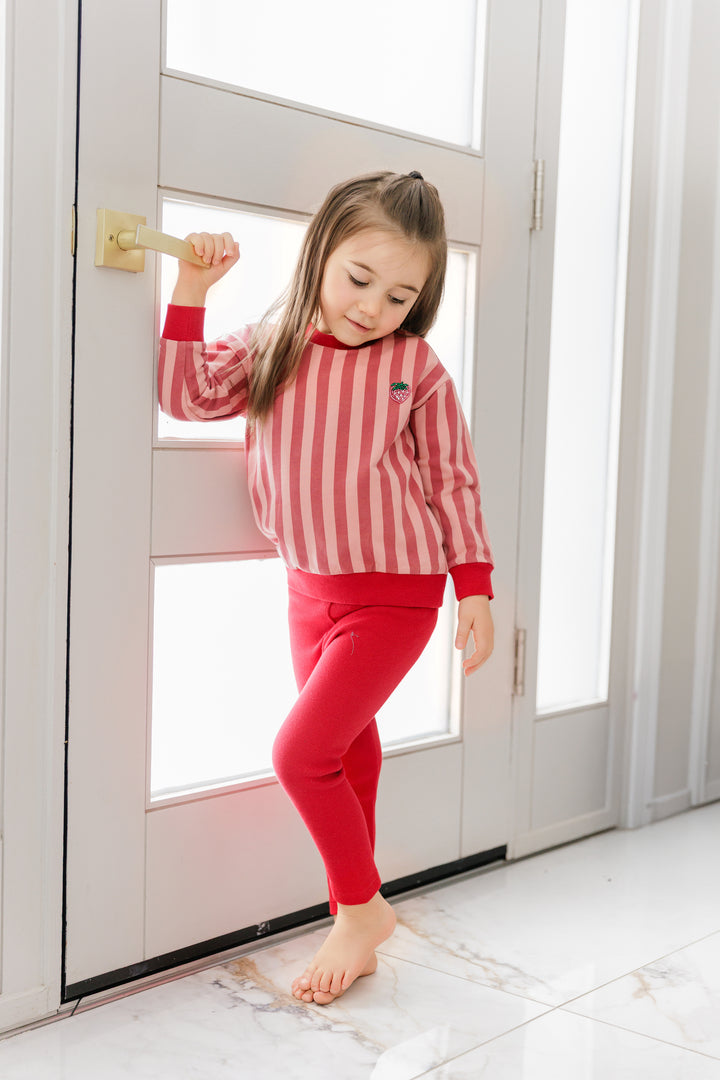 BWL26036SET Beaded Stripe Sweatset - Pink/Red