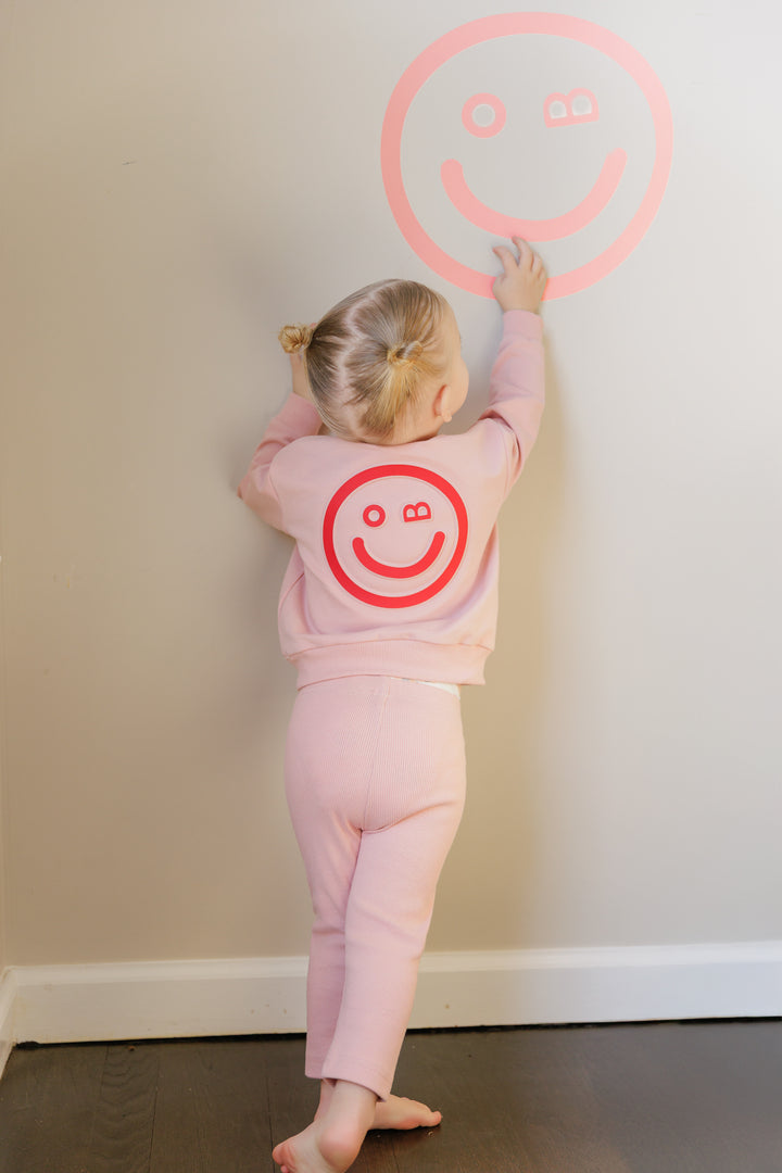 BWL26207SET Embossed Smiley Sweatset - Embossed Pink