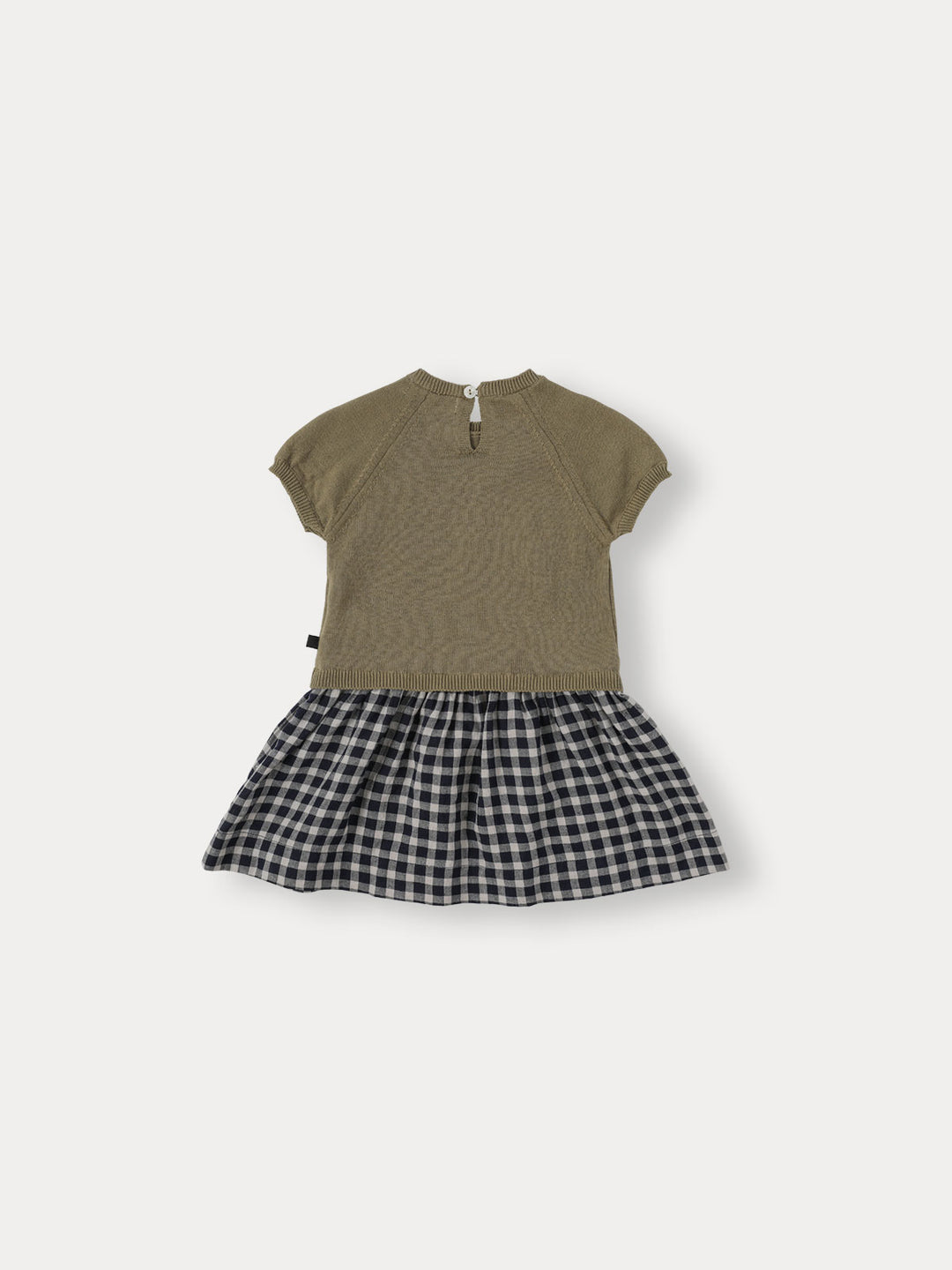 BNC26S1303 DOU CHECK KNIT DRESS - KHAKI