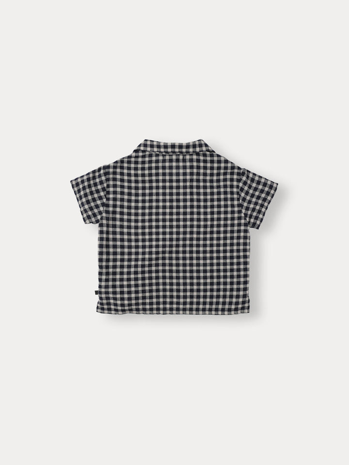 BNB26MSI03 DOU CHECK HALF SHIRT - NAVY