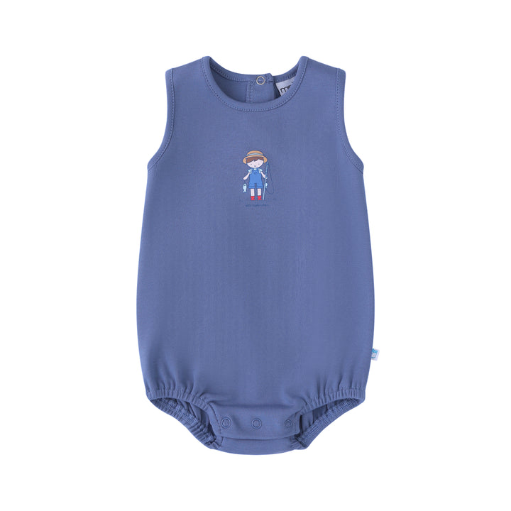 EA054-DB-R BOYS FISHERMAN ROMPER- DENIM BLUE