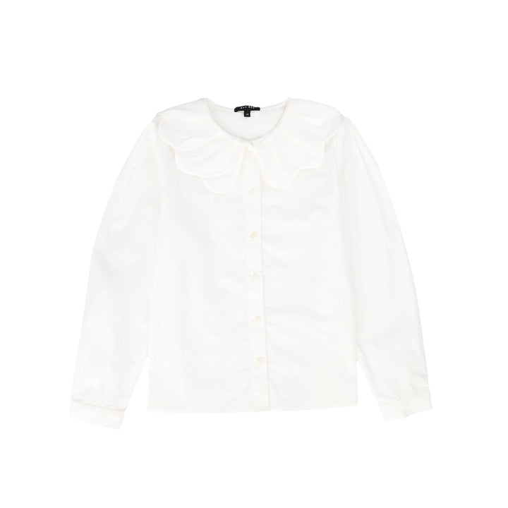 C-17239-Scallop Collar Blouse -White