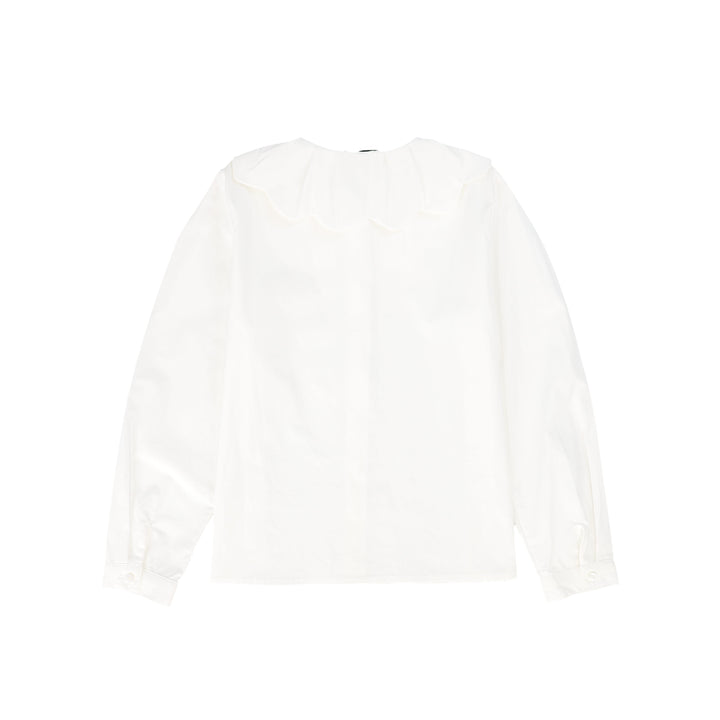 C-17239-Scallop Collar Blouse -White