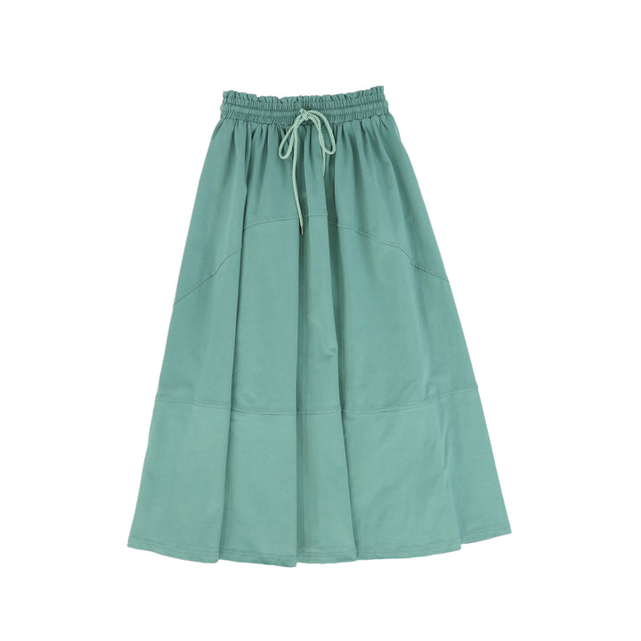 C-18647-Seam Detail Maxi Skirt -Green