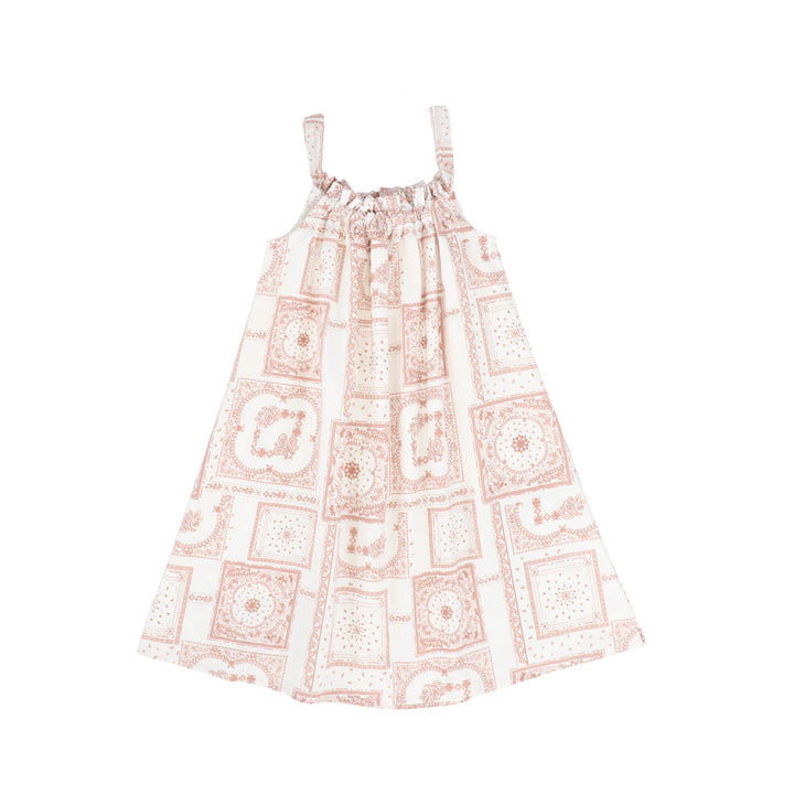 C-19207-Paisely Handkerchief Print Dress -Pink