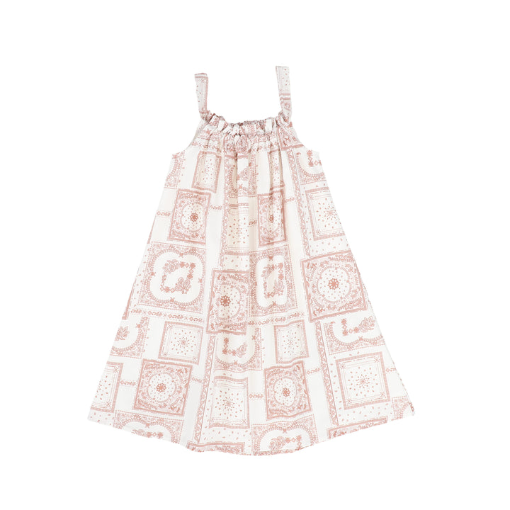 C-19207-Paisely Handkerchief Print Dress -Pink