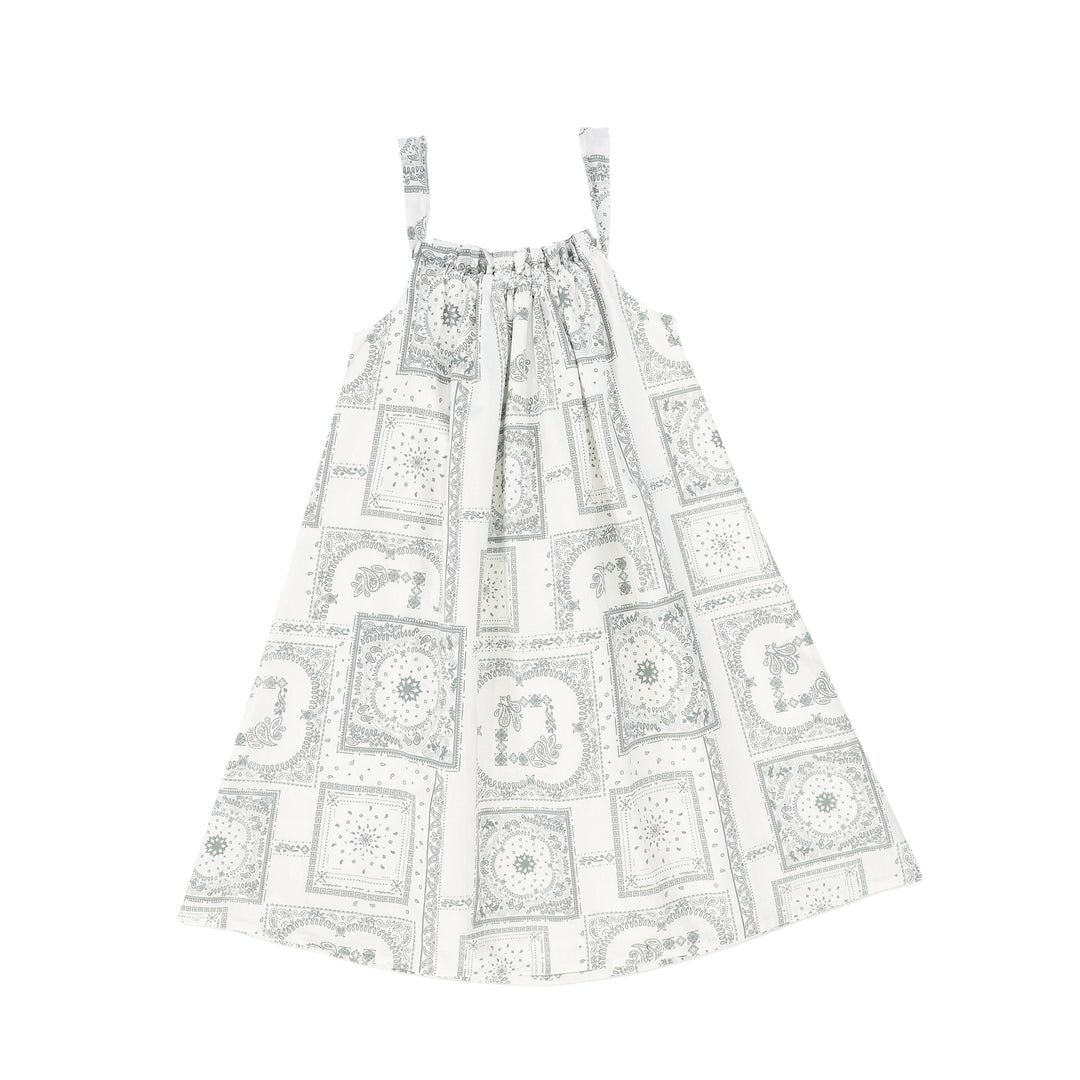 C-19207-Paisely Handkerchief Print Dress -Sage