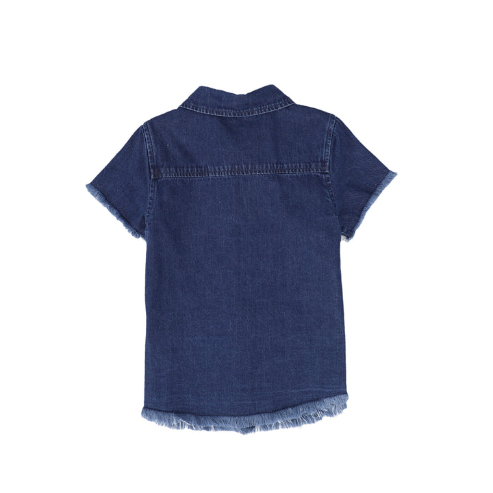 C-19555-Denim Fringed Shirt -Denim