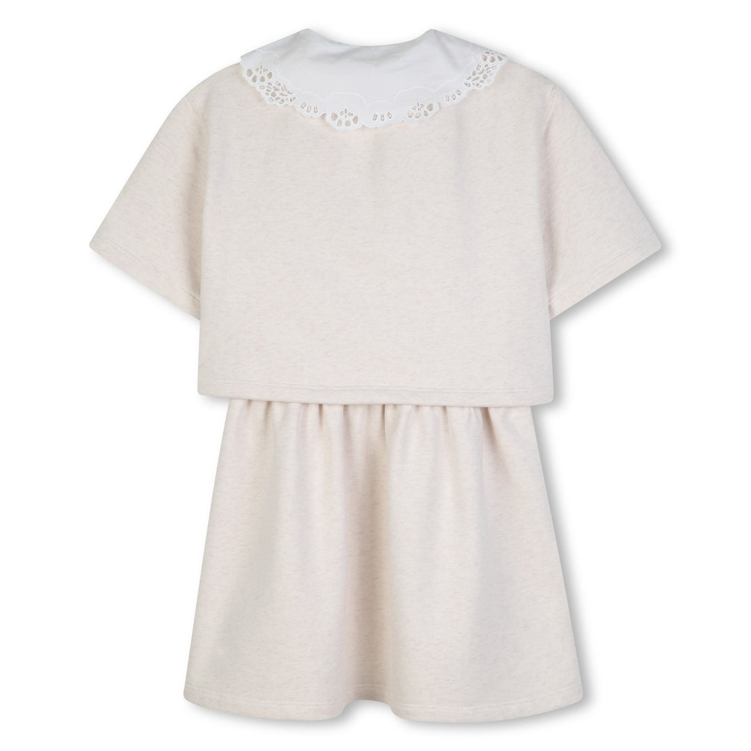 C21243 CHINE ECRU SHORT SLEEVED DRESS