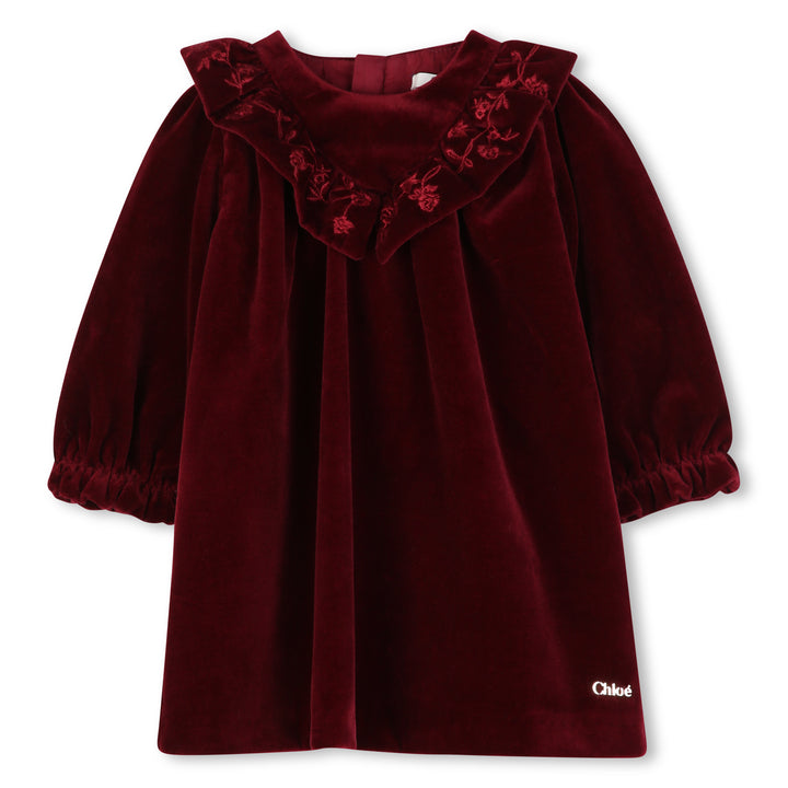 C21339 RUBY VELVET LONG SLEEVED DRESS