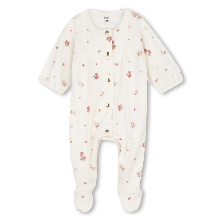 C21403 OFFWHITE FOOTIE AND BIB SET IN GIFT BOX
