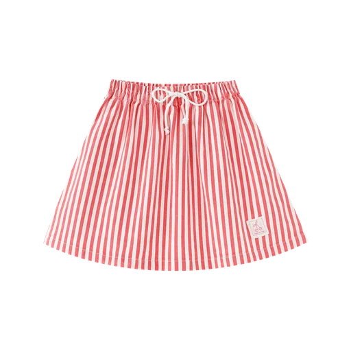 STRIPED CIRCLE SKIRT-RED STRIPED
