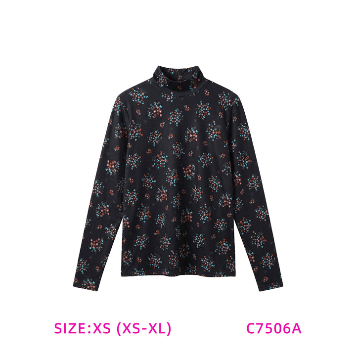 C7506A-FLORAL TURTLENECK