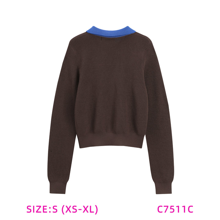 C7511C-CONTRAST COLLAR SWEATER