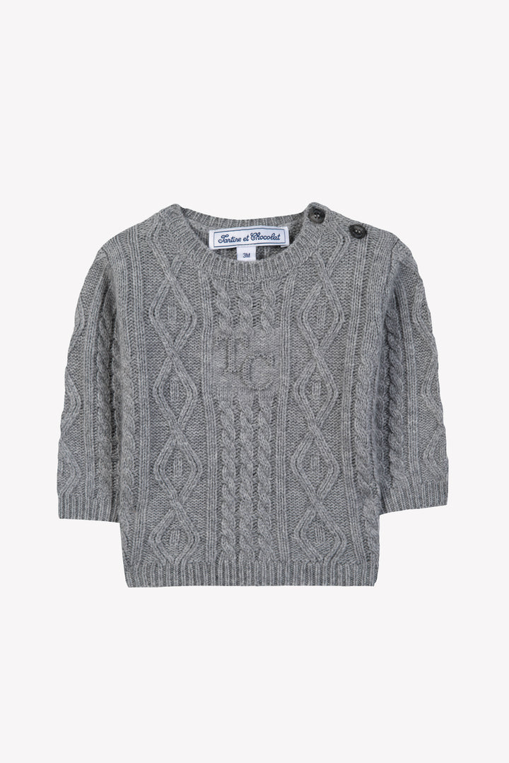 PULL9 - GRIS MOYEN CHINE