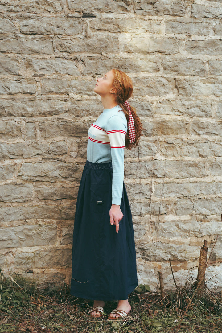 C-23622-Pleated Cargo Skirt Navy
