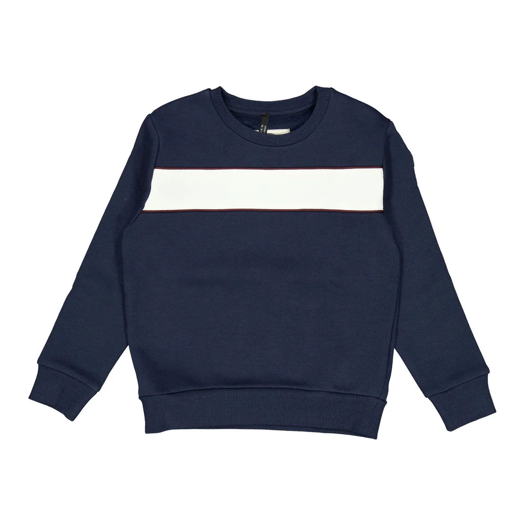 36000014/3LN CREWNECK WITH PIPINGS -  NAVY BLUE-TOFU