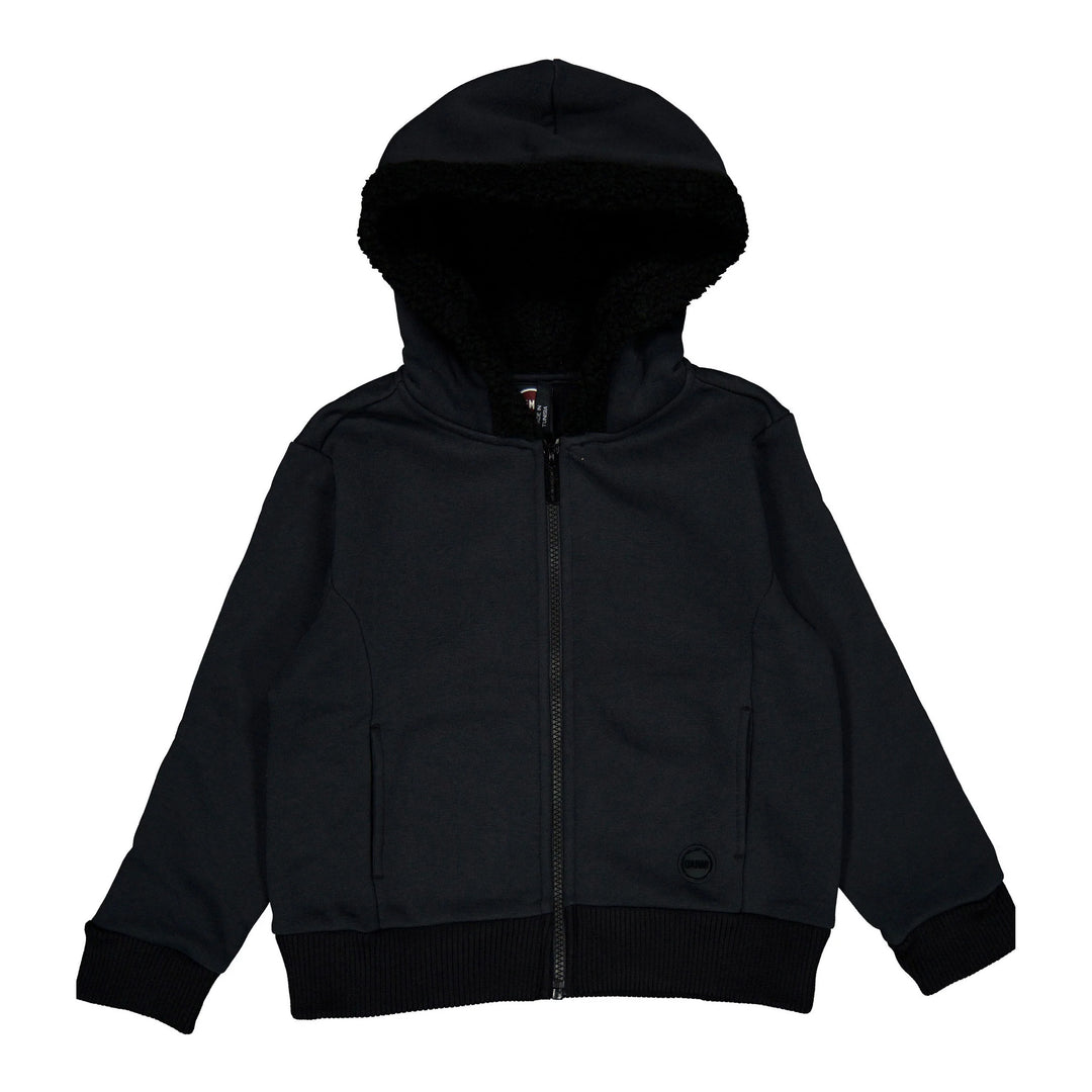 36000016/3JP TEDDY INSERTS FULL ZIP SWEATSHIRT - BLACK