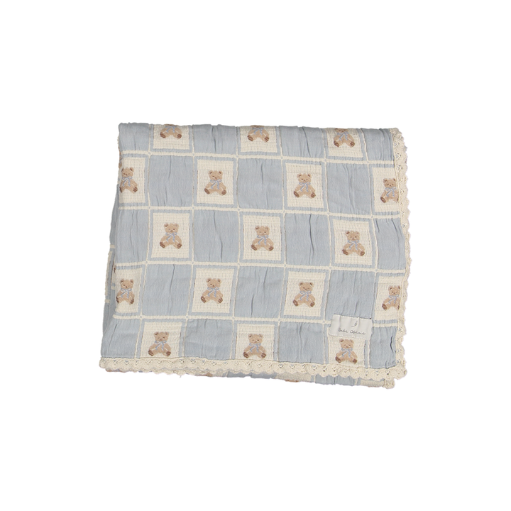 Teddy Bear Blanket - Blue Teddy Patchwork