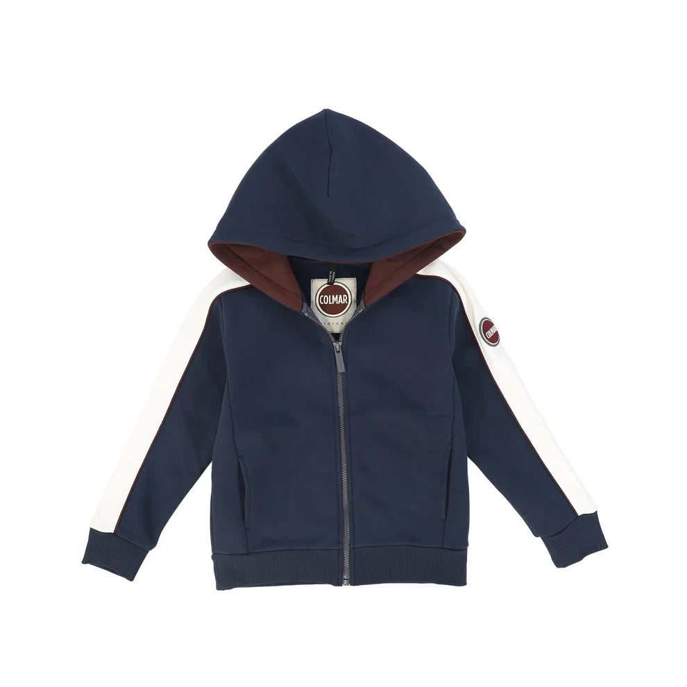 36000013/3LN CONTRASTING COLOUR FULL ZIP HOODIE PIPING - NAVY-TOFU-BRICK