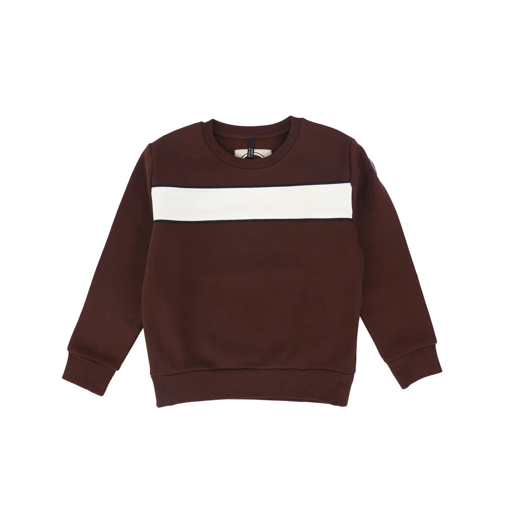 36000014/3LN CREWNECK WITH PIPINGS - BRICK-TOFU-NAVY