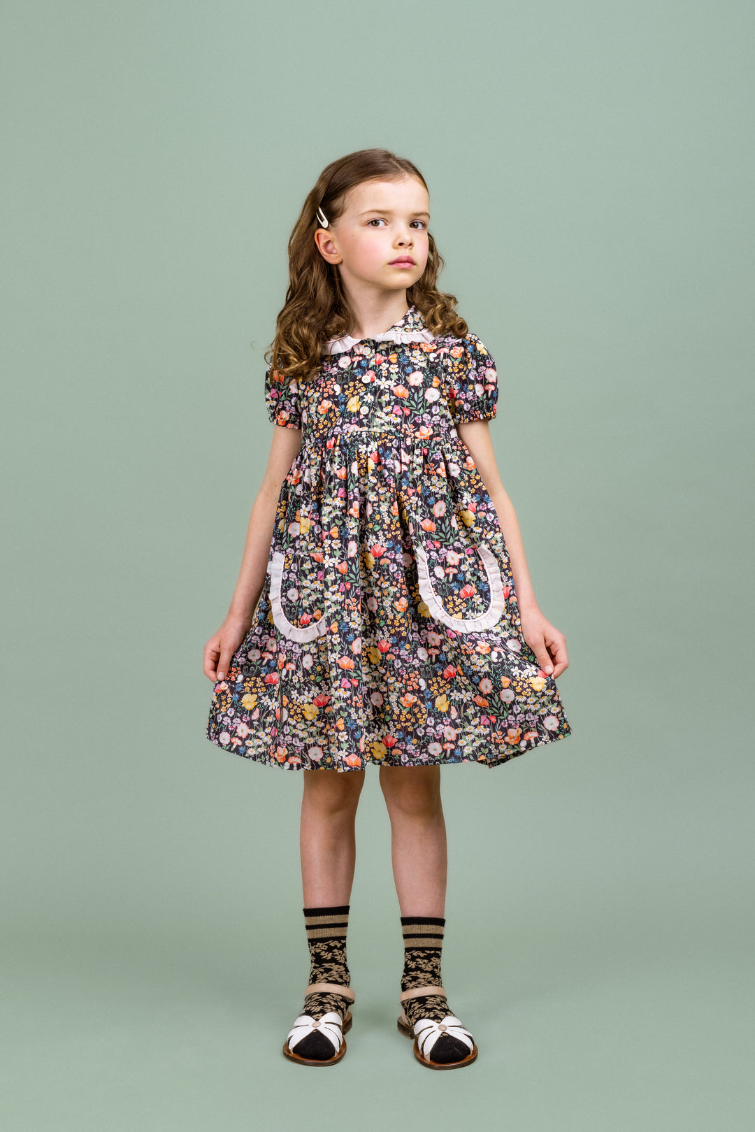 Cotton Dress Wildflower-Black