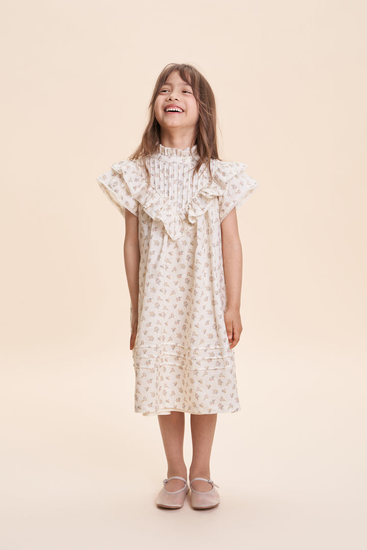 SANDRA DRESS-Cream Flower