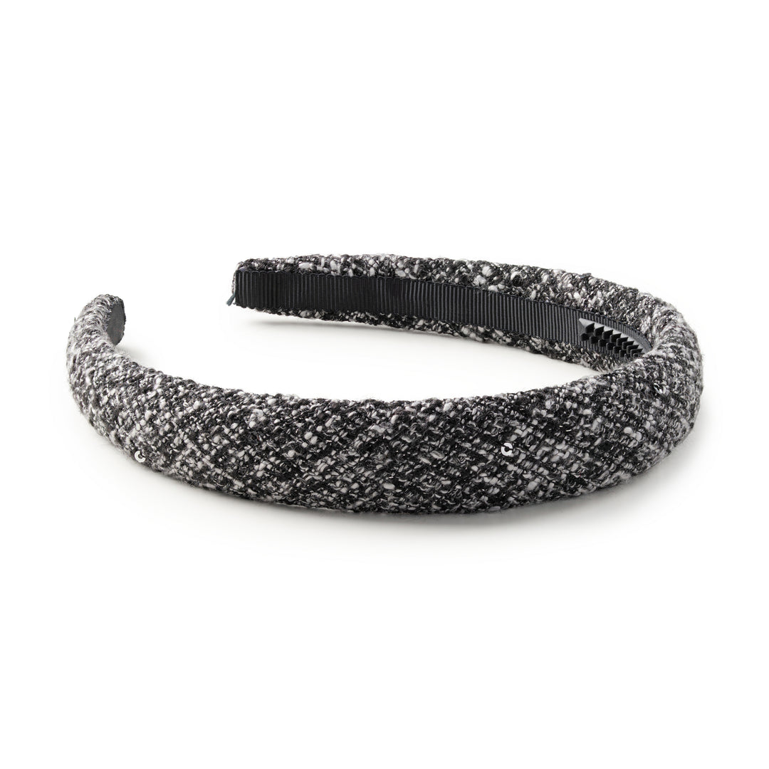 Clara Tweed Padded Headband Black