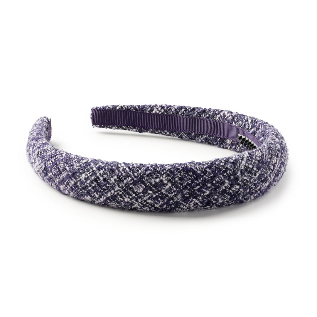 Clara Tweed Padded Headband Eggplant