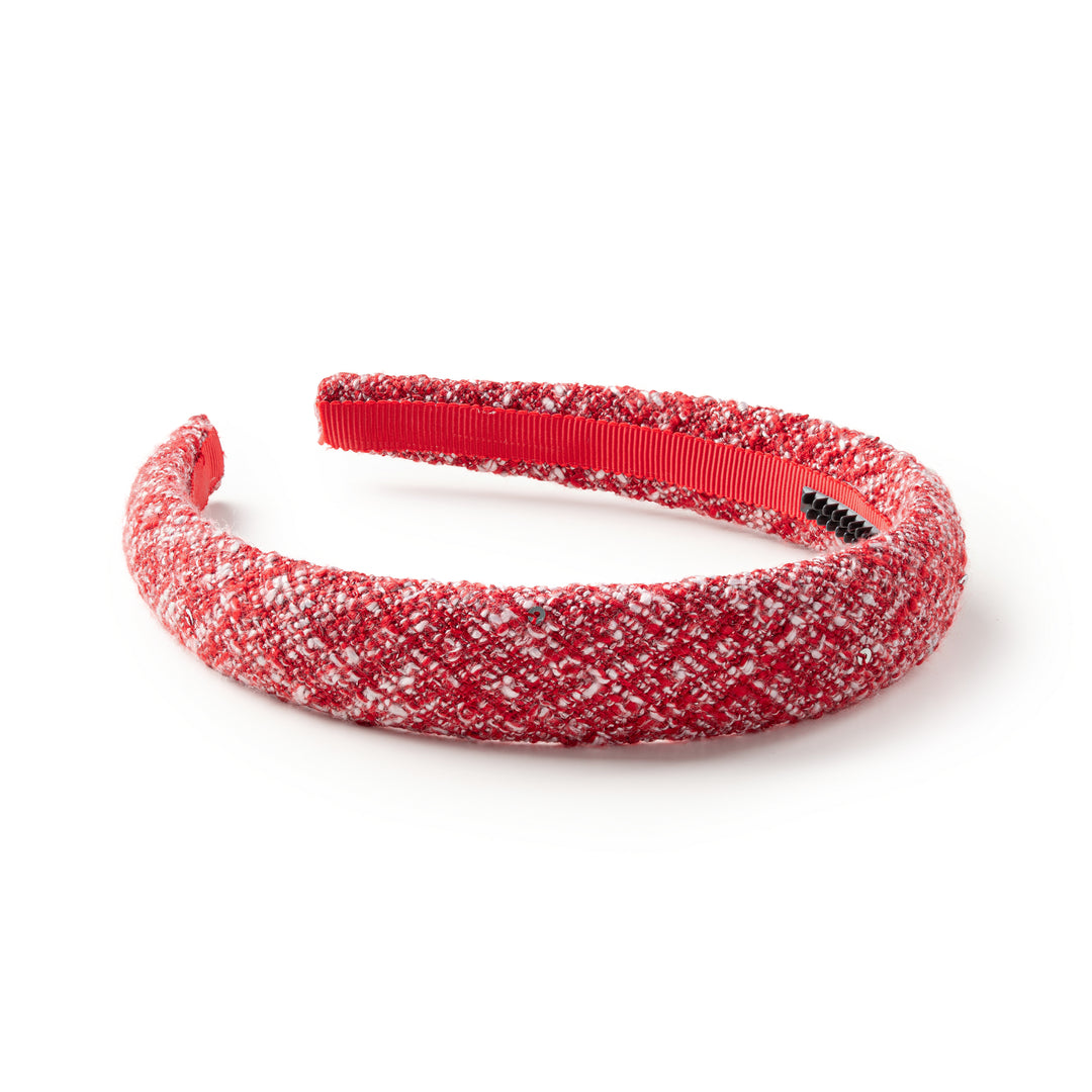 Clara Tweed Padded Headband Red