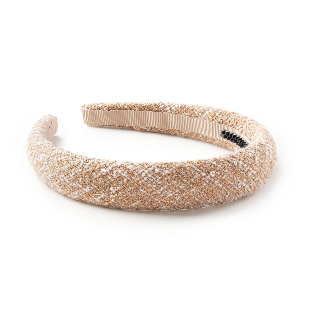 Clara Tweed Padded Headband Caramel