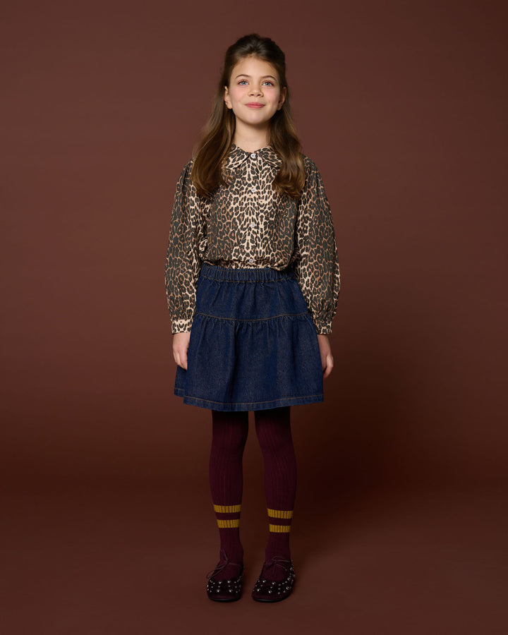 306 Collar Blouse - Leopard AOP