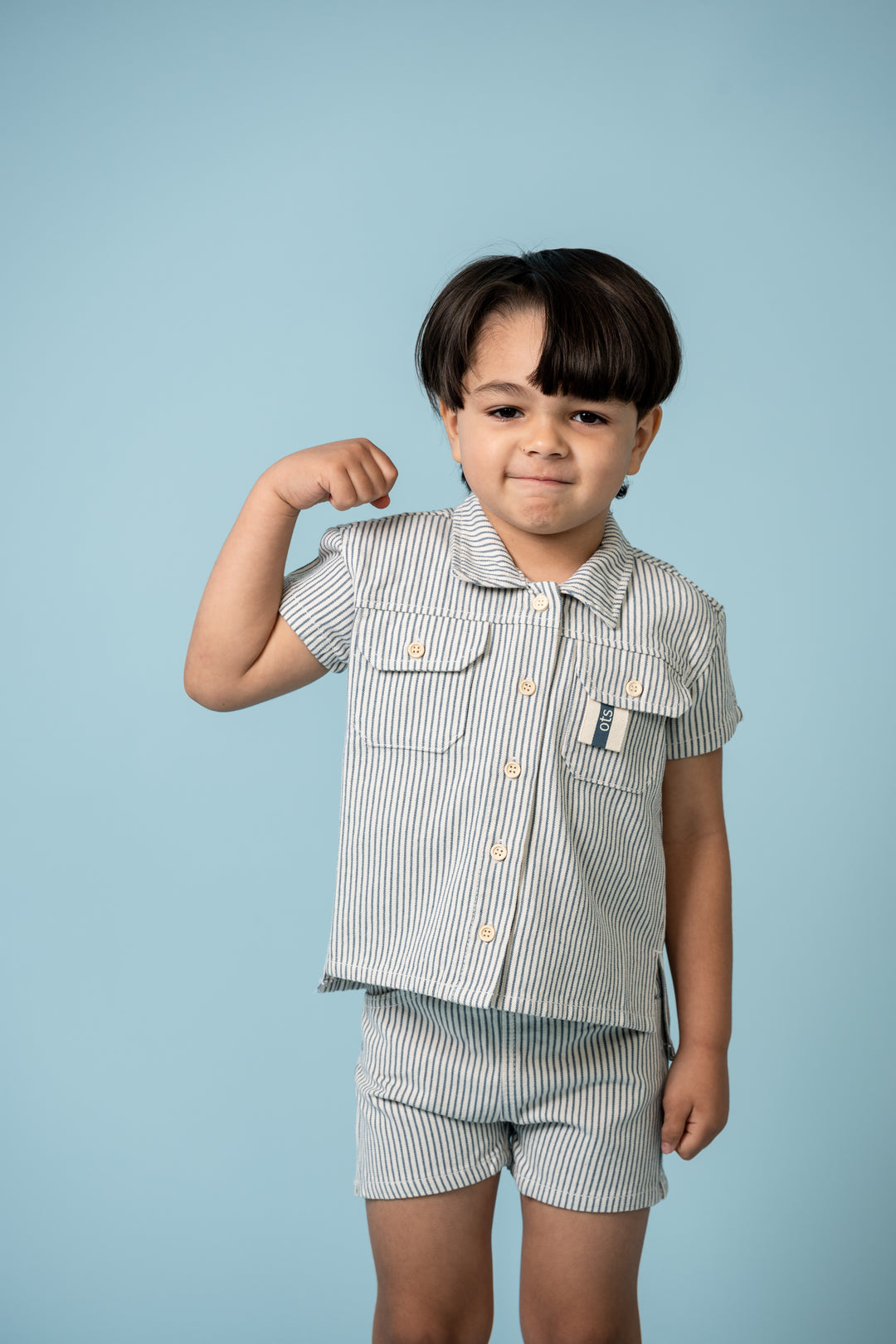 SS910A - Shorts Blue Denim Stripe