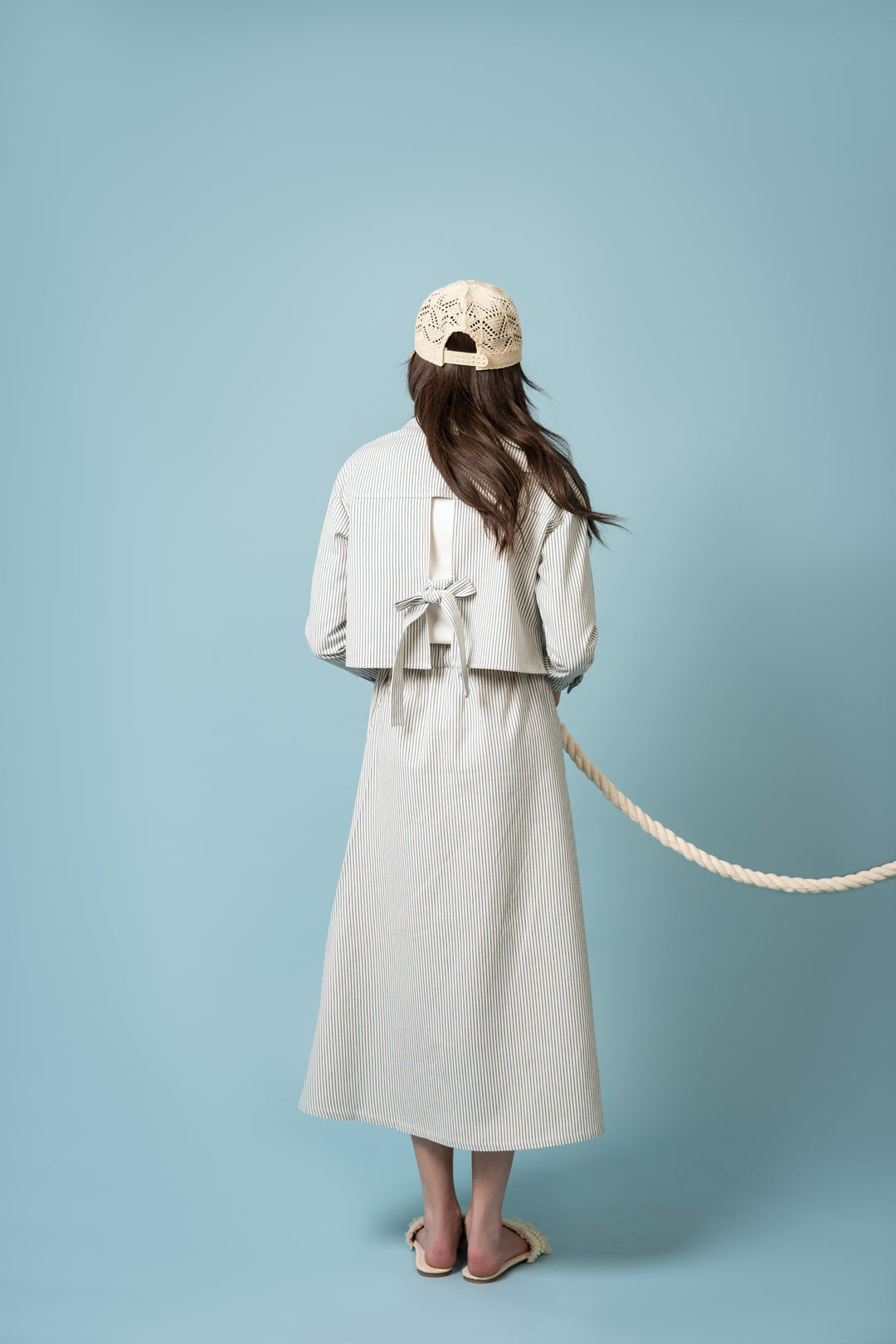 SS907A - Teen Bow Shirt Blue Stripe