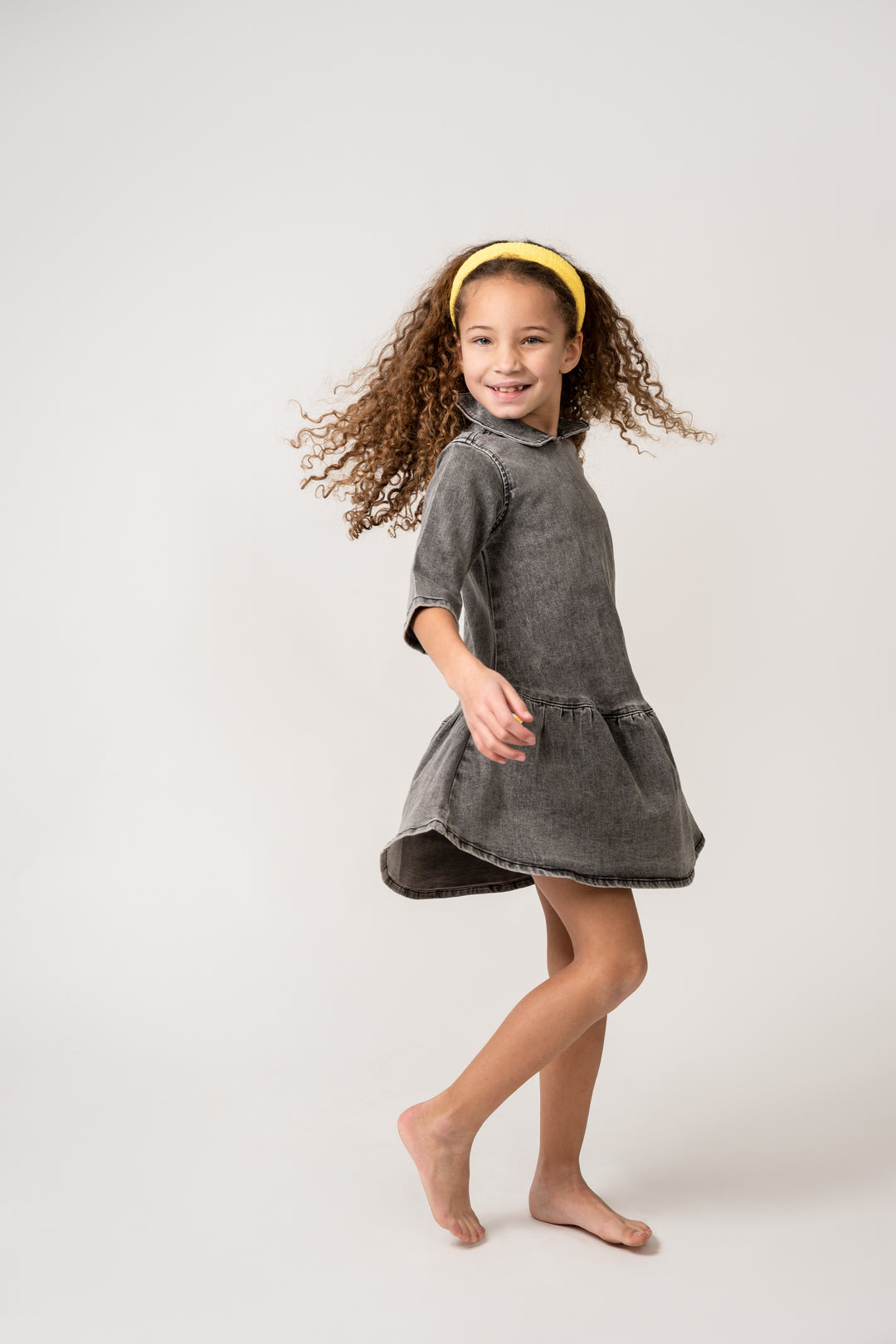 SS1103A - Ruffle Dress Black wash