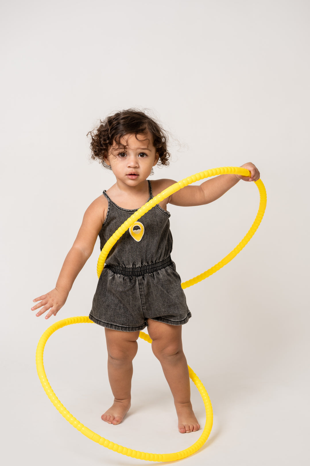 SS1108A - Girl Gthrd Romper Black wash