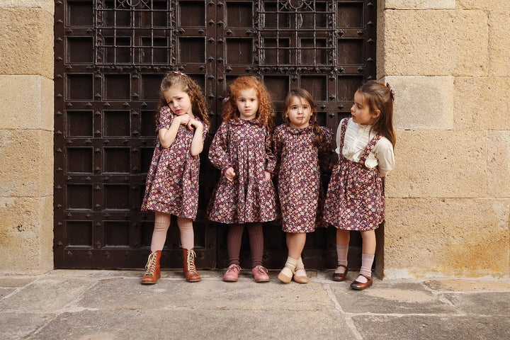 FD-FW26-00037 MARGUERITE DRESS LONG - SATIN GARDEN FLOWER PLUM