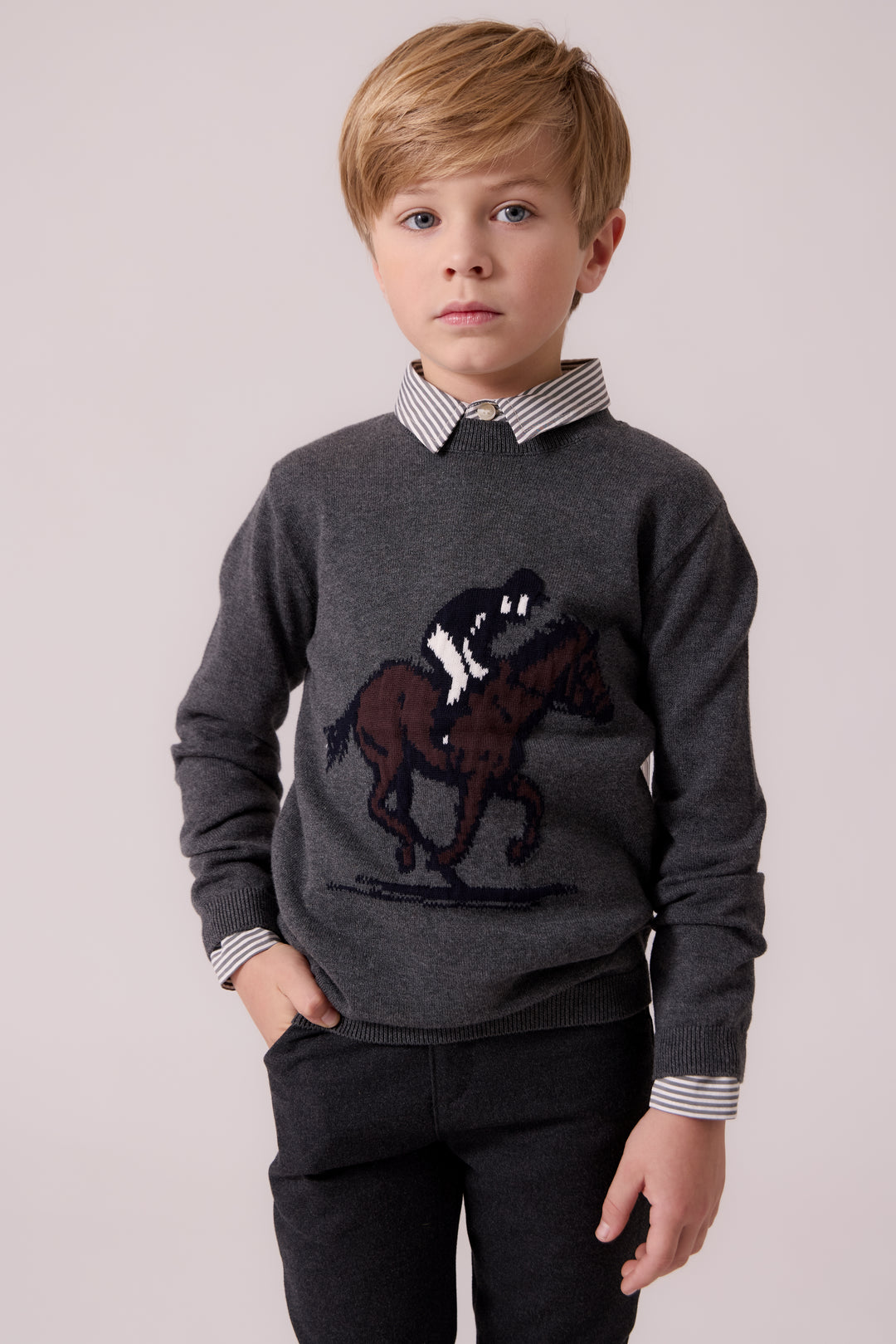 J401 Elliot Equestrian Sweater - Grey