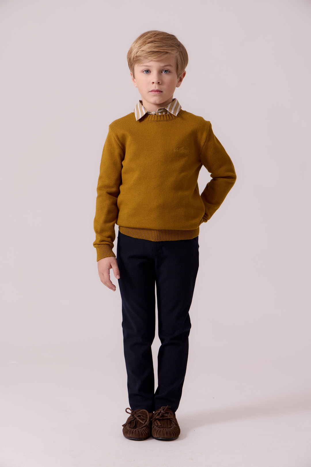 J410 Sean Cable Knit Sweater - Mustard