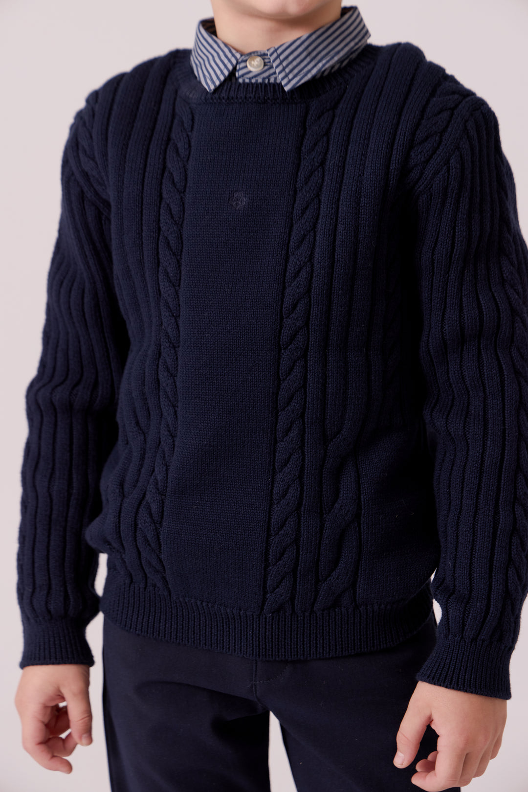 J410 Sean Cable Knit Sweater - Navy