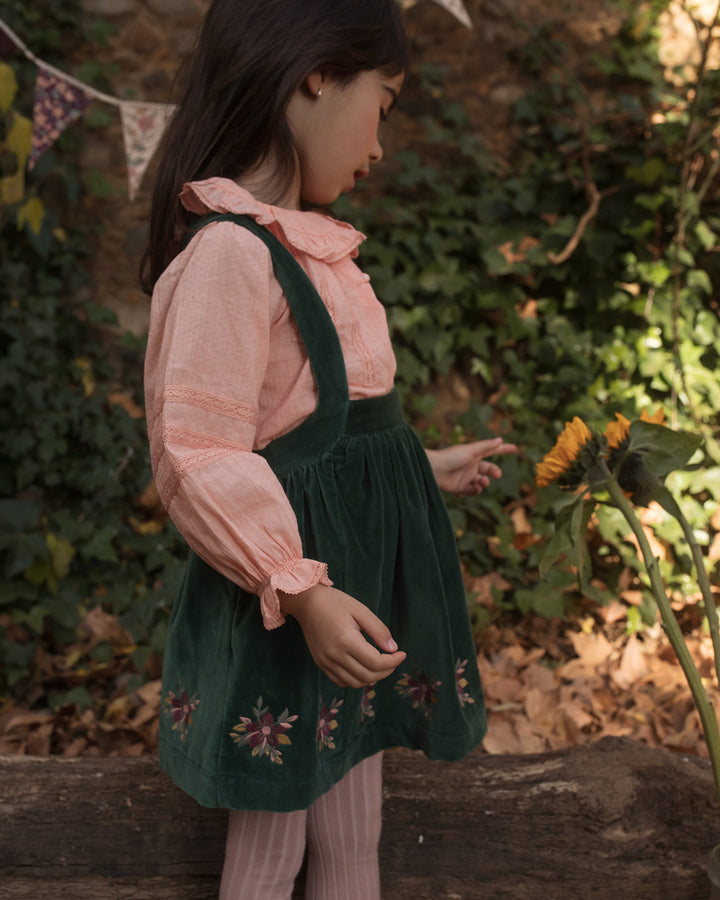 FB-FW26-00006 BELLE DRESS LONG - VELVET FOREST GREEN