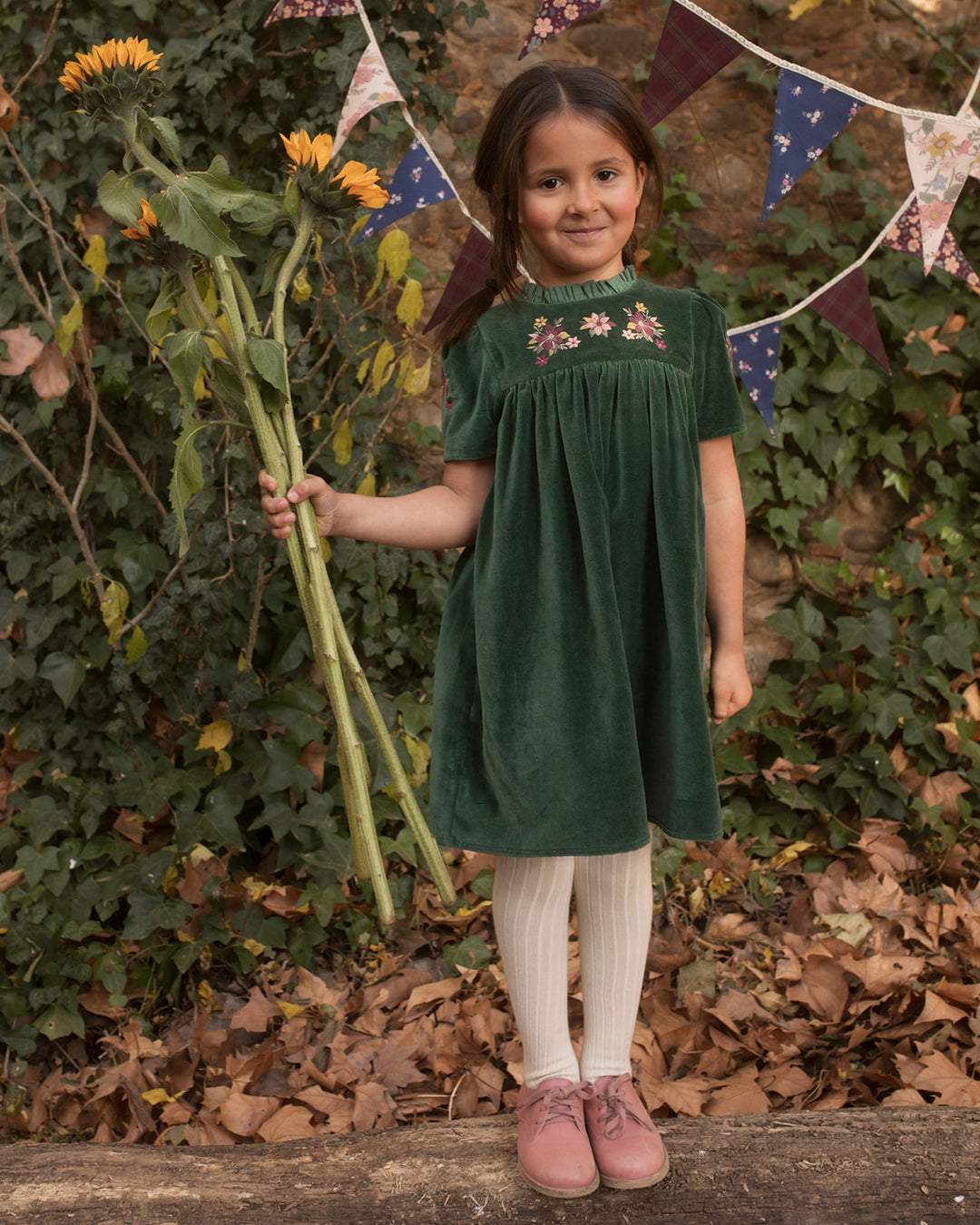 FC-FW26-00018 ERIKA DRESS LONG - VELVET FOREST GREEN